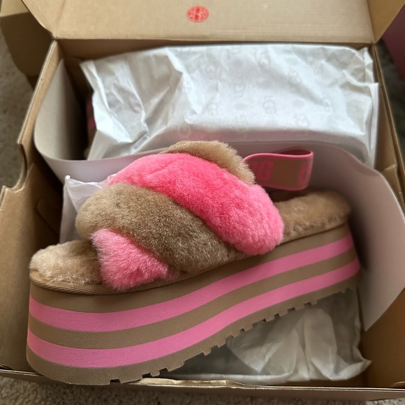 UGG disco slides platform pink and caramel - Picture 2 of 5